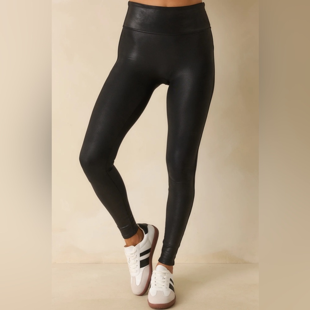 SPANX Black Faux Leather Leggings - Women Pants & Jumpsuits